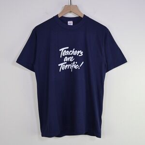 Vintage 90s Teachers Are Terrific T-Shirt Large Jerzees Navy Single Stitch‎ USA